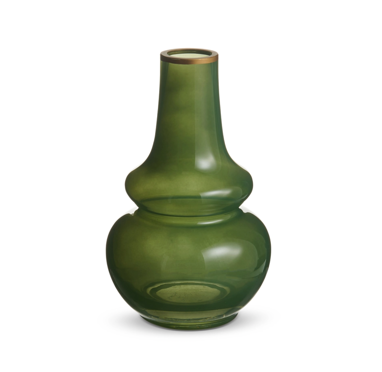 Green Bud Vase with Gold Rim