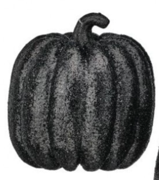 7.5-9.5" GLITTER PUMPKIN BLACK