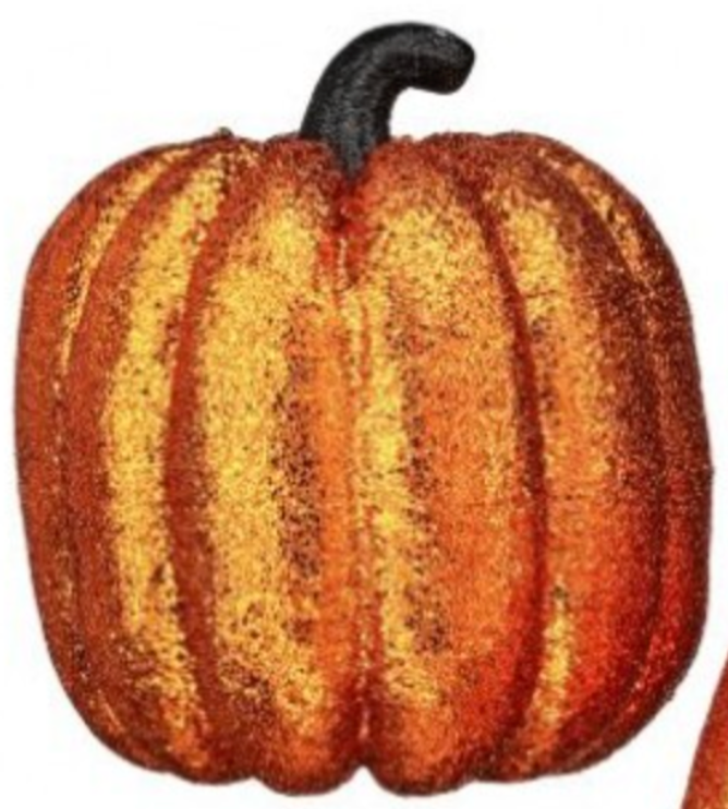 7.5-9.5" GLITTER PUMPKIN ORANGE