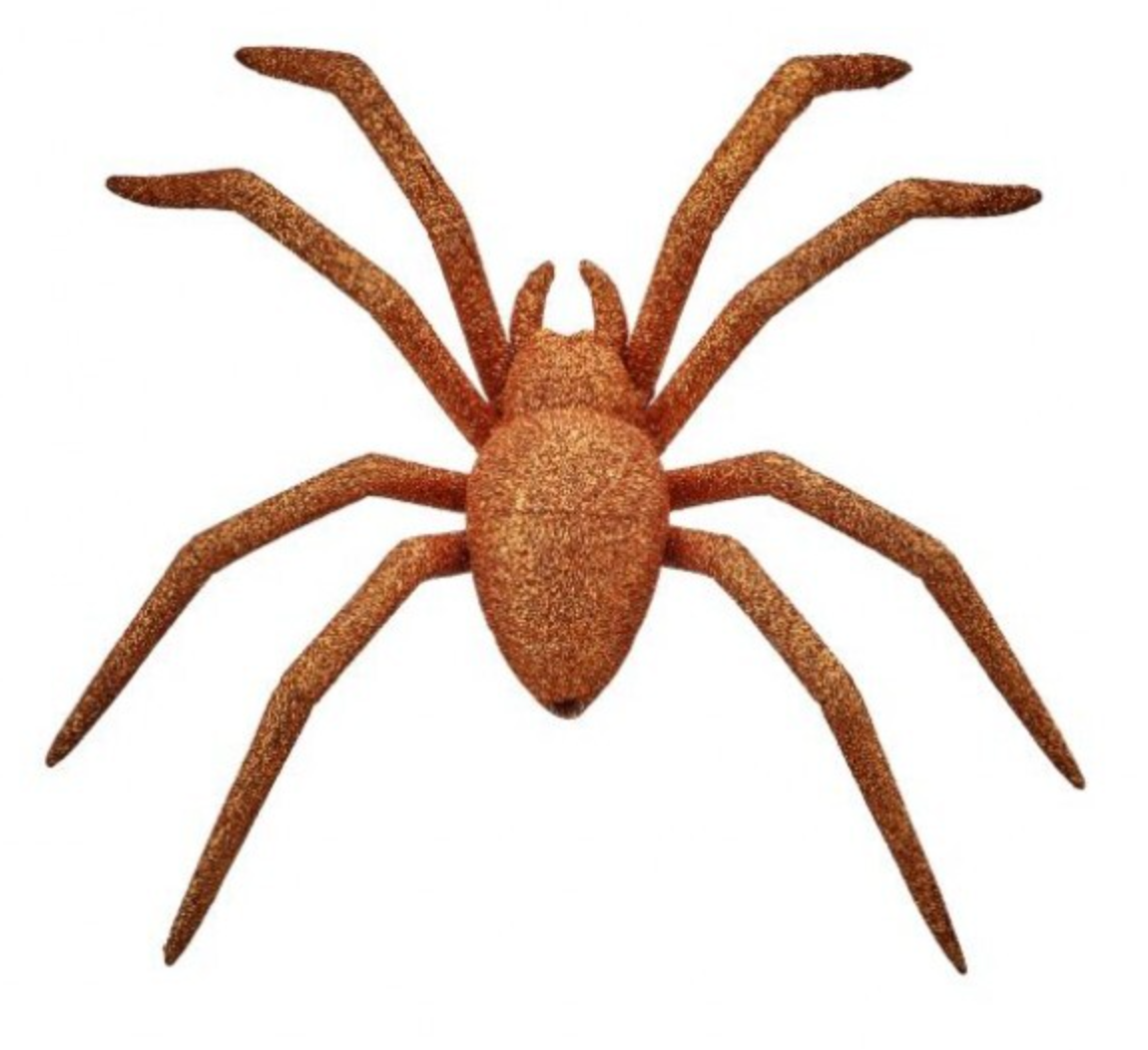 8" VP PLASTIC GLITTER SPIDER - ORANGE