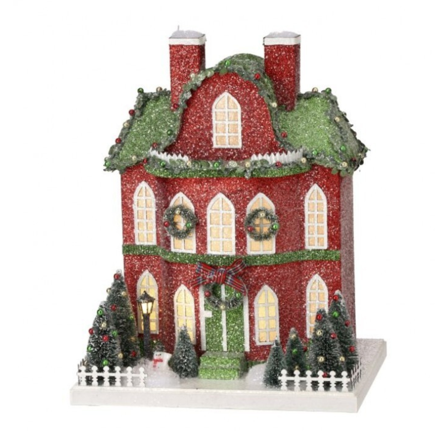 13" LED/BTY/TMR CARDBOARD VILLAGE MANOR