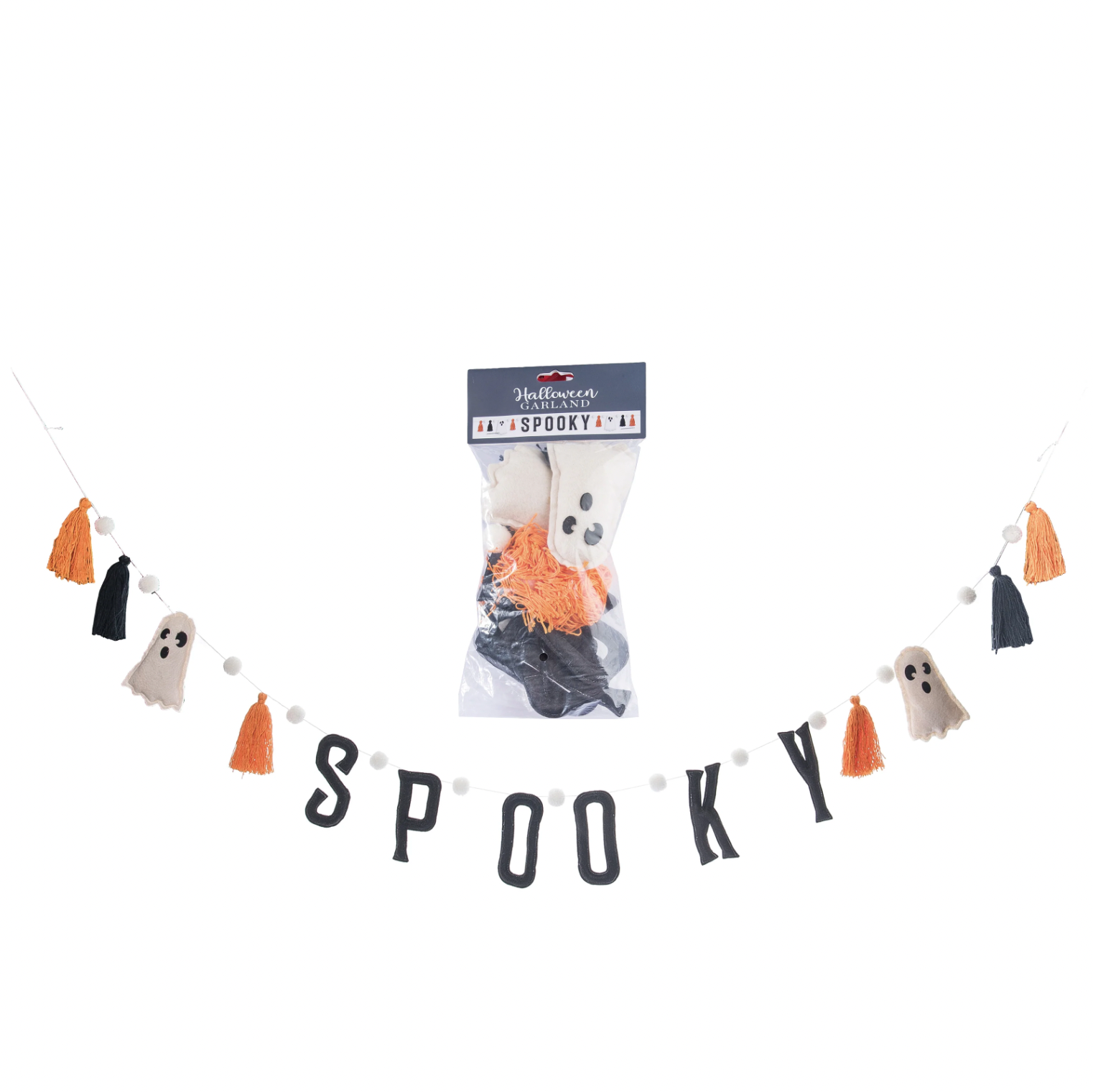 FABRIC FELT & YARN SPOOKY GHOST & TASSLE