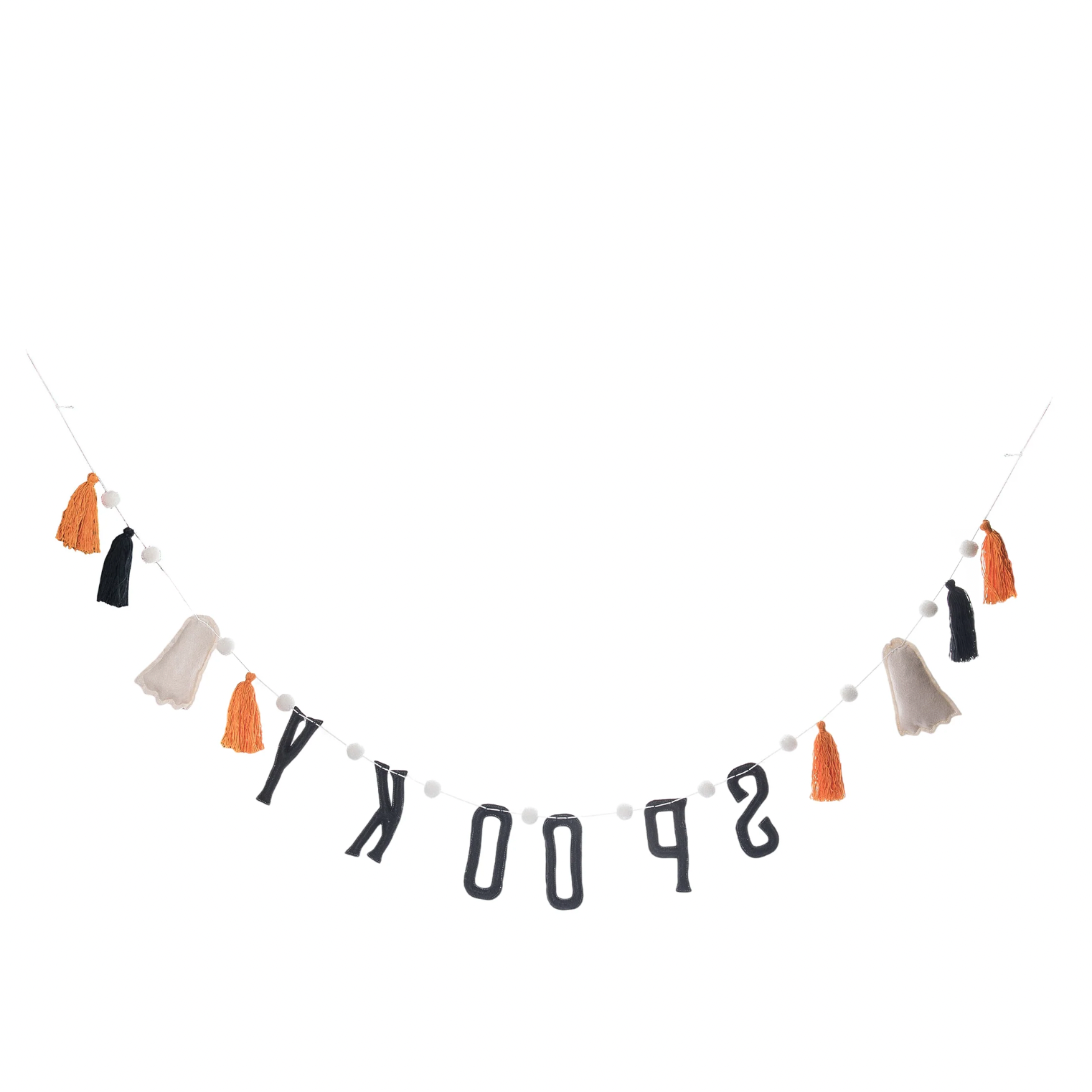 FABRIC FELT & YARN SPOOKY GHOST & TASSLE