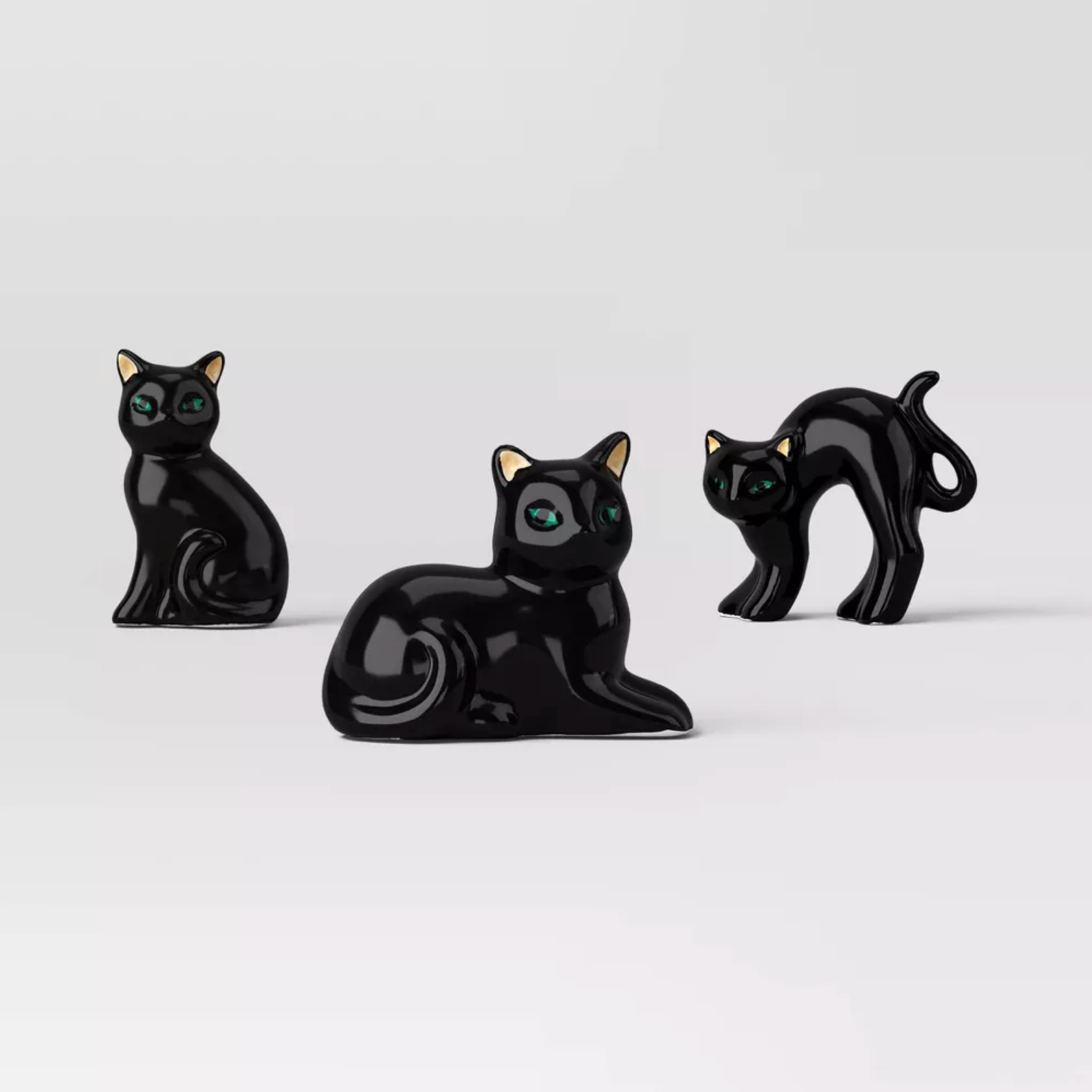 3PC CERAMIC MANTLE CAT FIGURE