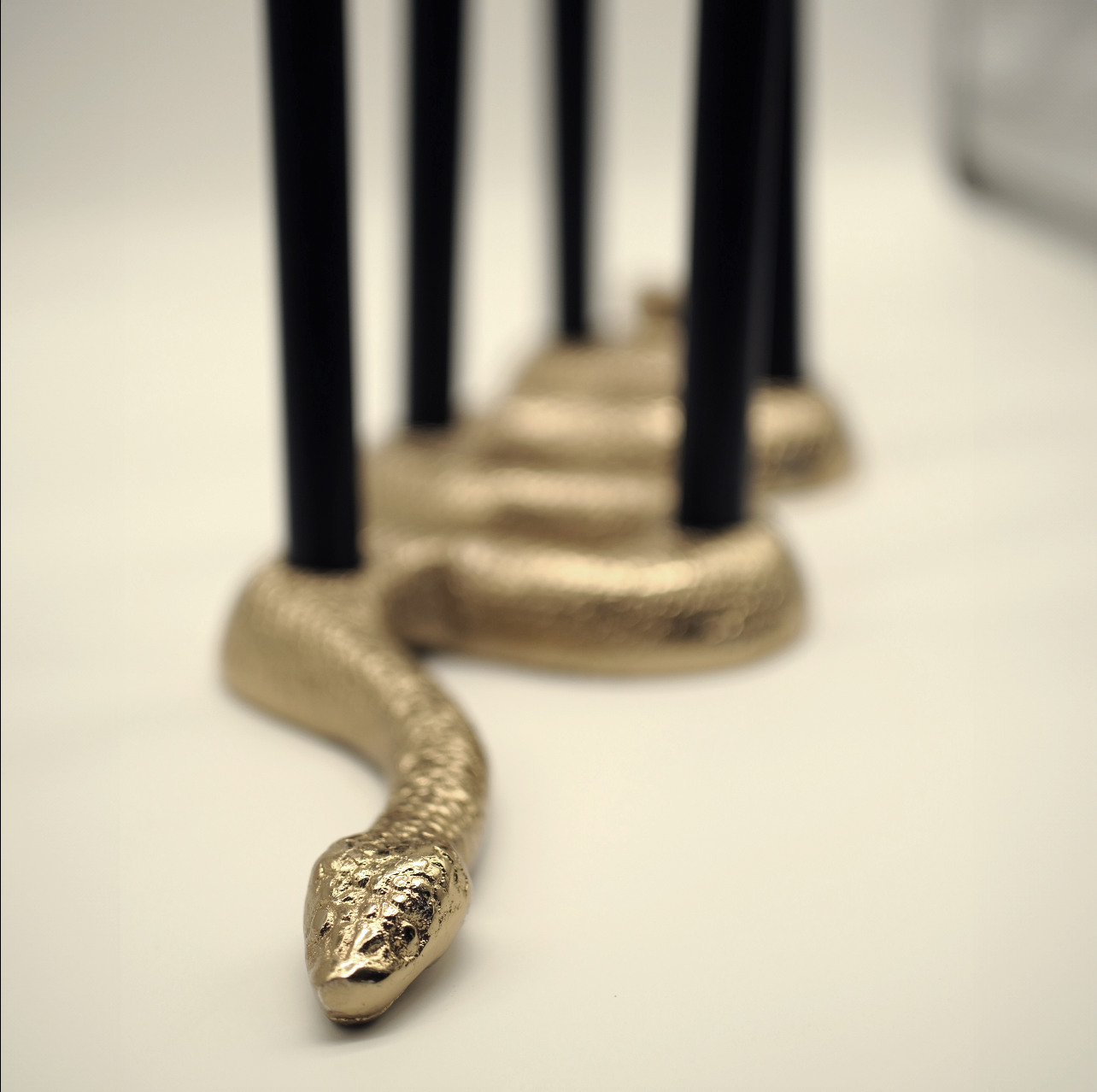 GOLD SNAKE TAPER CANDLE HOLDER - 5 CANDLE SLOTS