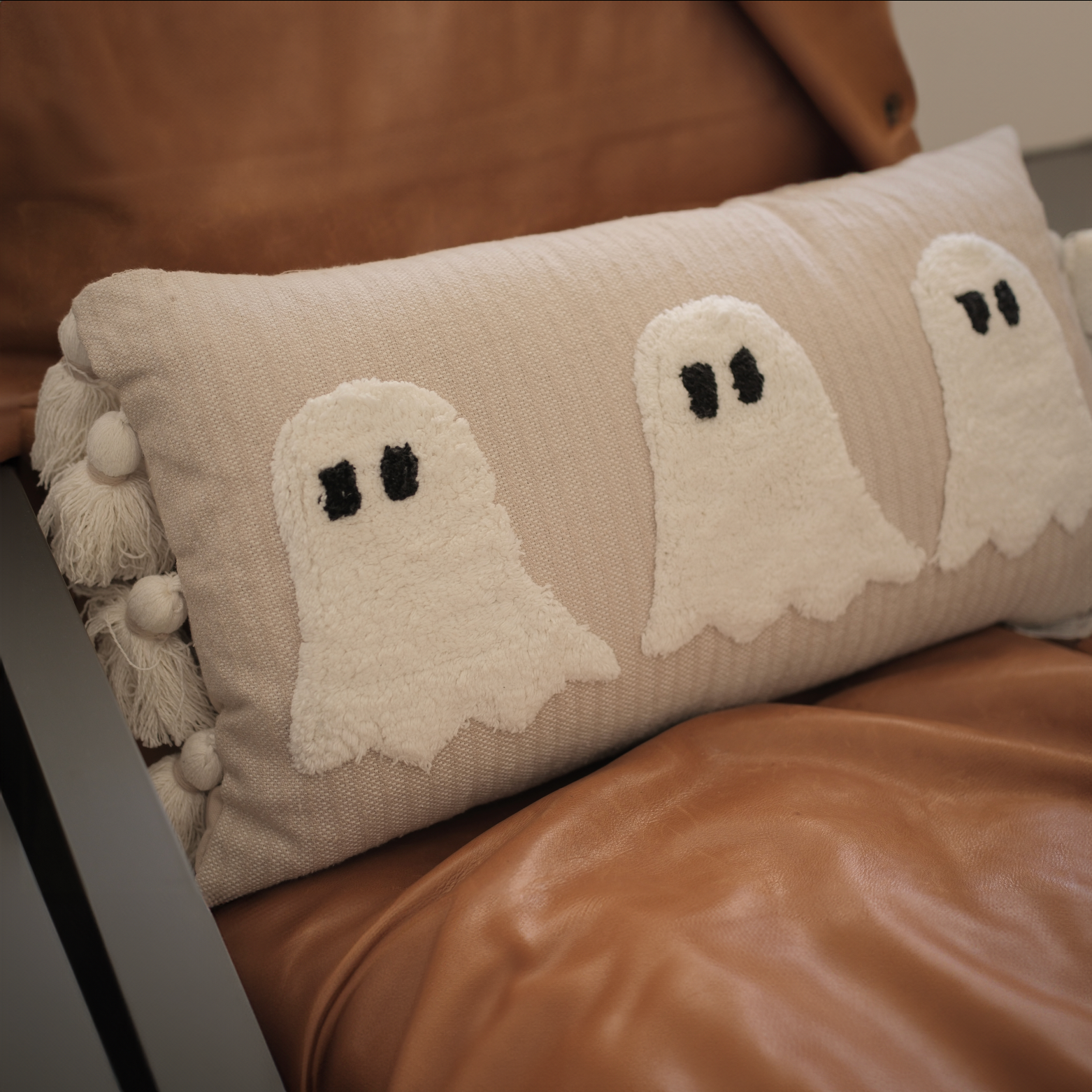 GHOST LUMBAR THROW PILLOW WITH TASSELS