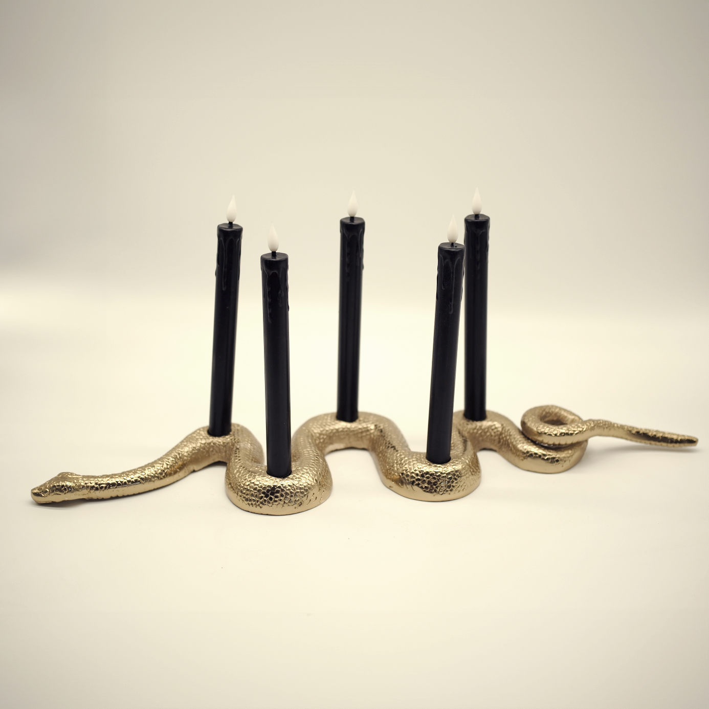 GOLD SNAKE TAPER CANDLE HOLDER - 5 CANDLE SLOTS