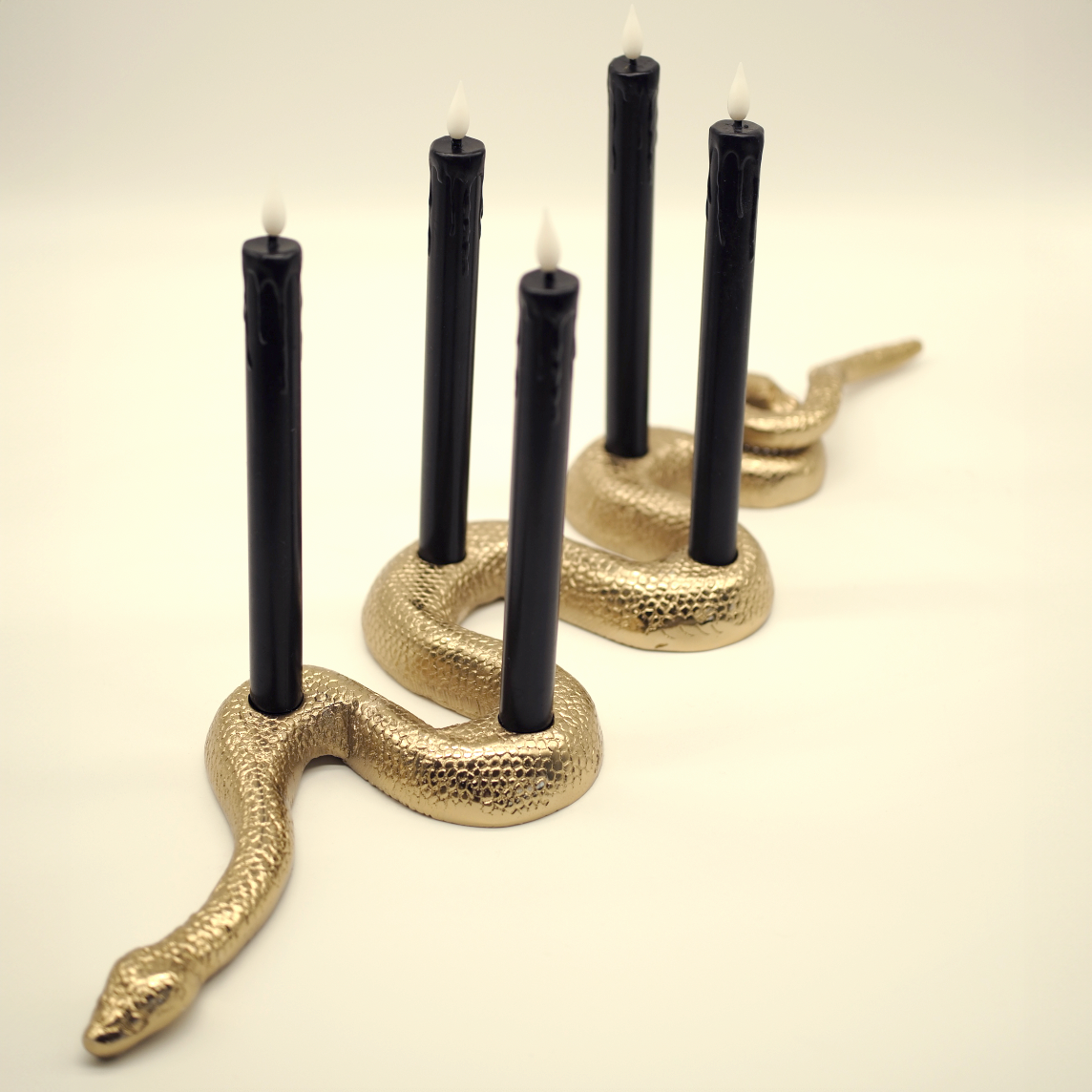 GOLD SNAKE TAPER CANDLE HOLDER - 5 CANDLE SLOTS