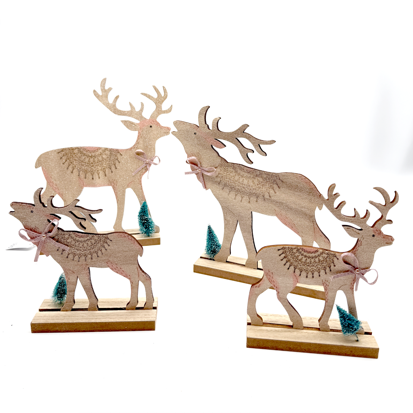Reindeer with Tree – Set of 4 (7"–10")