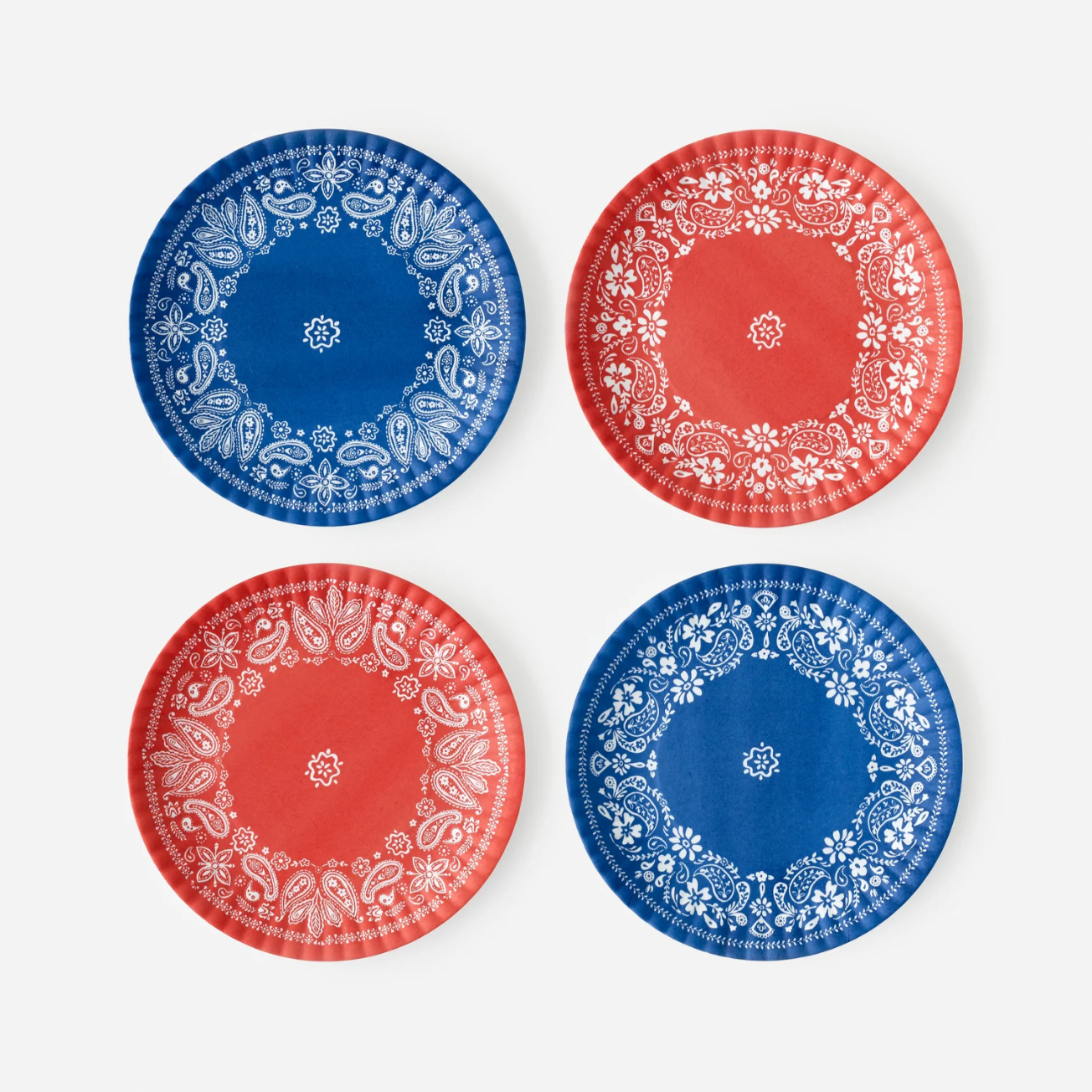 Red and Blue Bandana Melamine plate, s/4