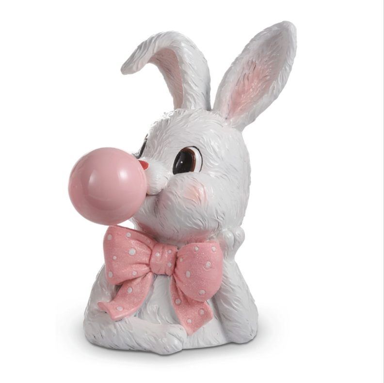 Bowtie Bunny Blowing a Bubble