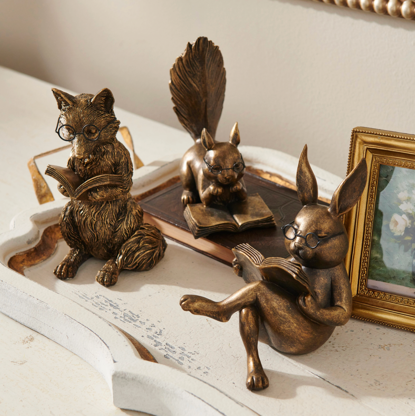 Antique Gold Reading Forest Friends