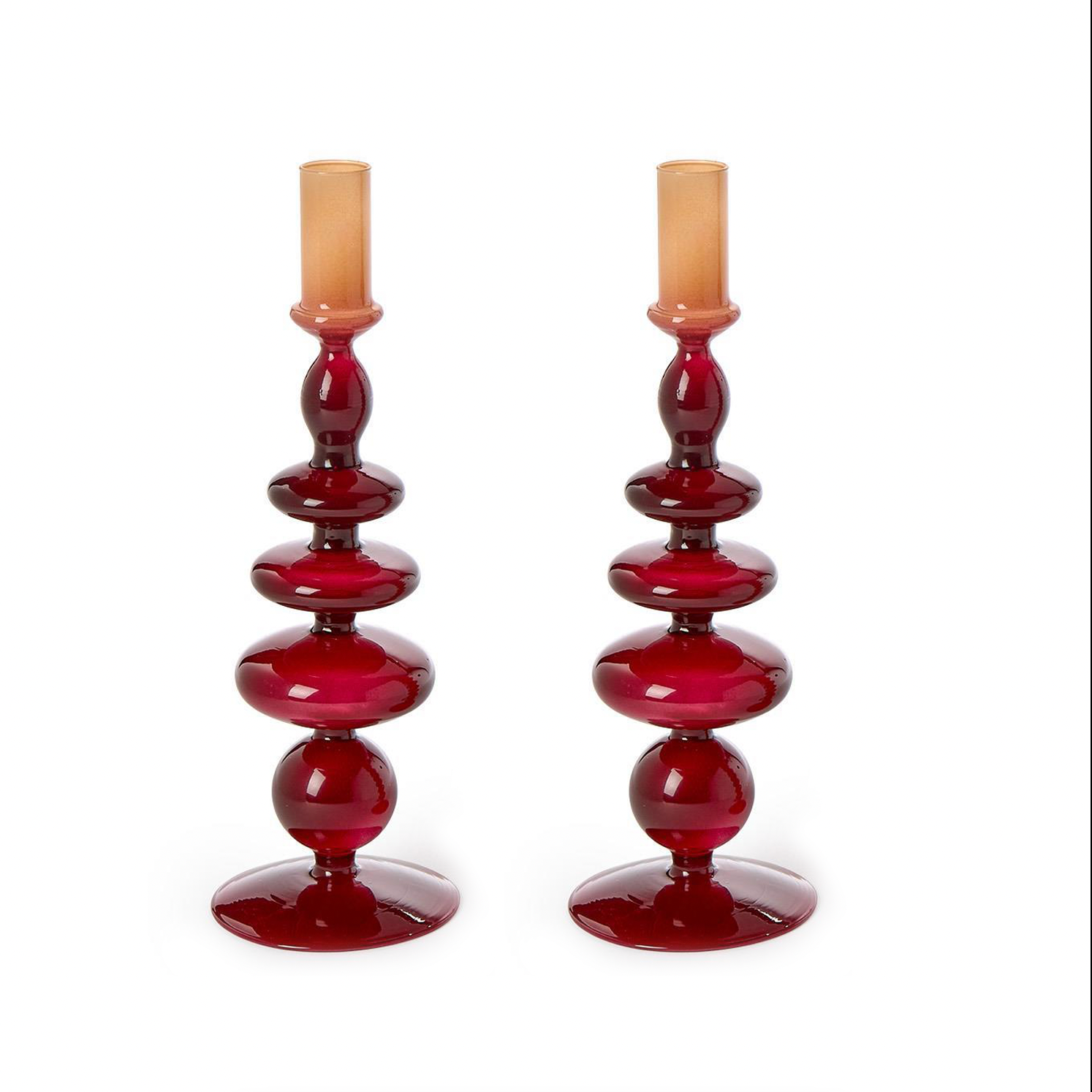 Glass Tapered Candlesticks, s/2