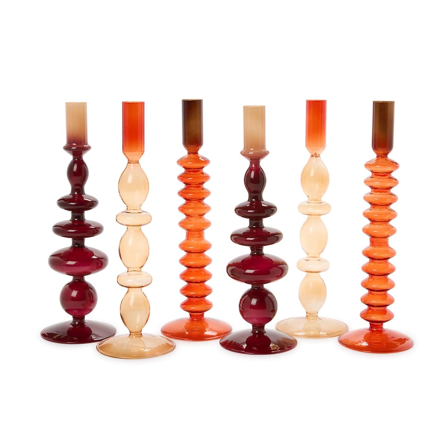 Glass Tapered Candlesticks, s/2