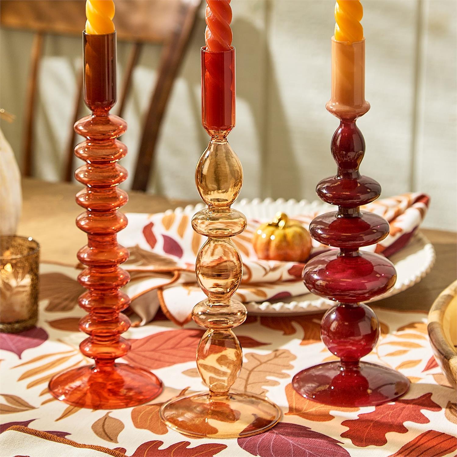 Glass Tapered Candlesticks, s/2
