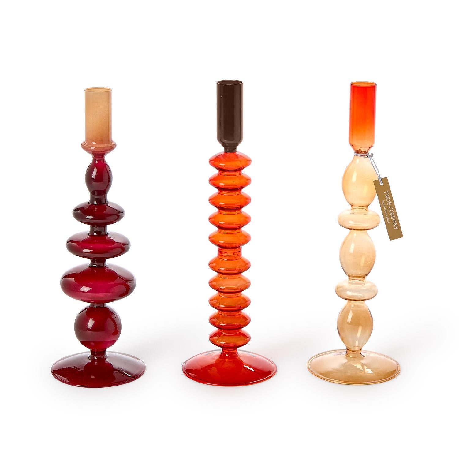 Glass Tapered Candlesticks, s/2