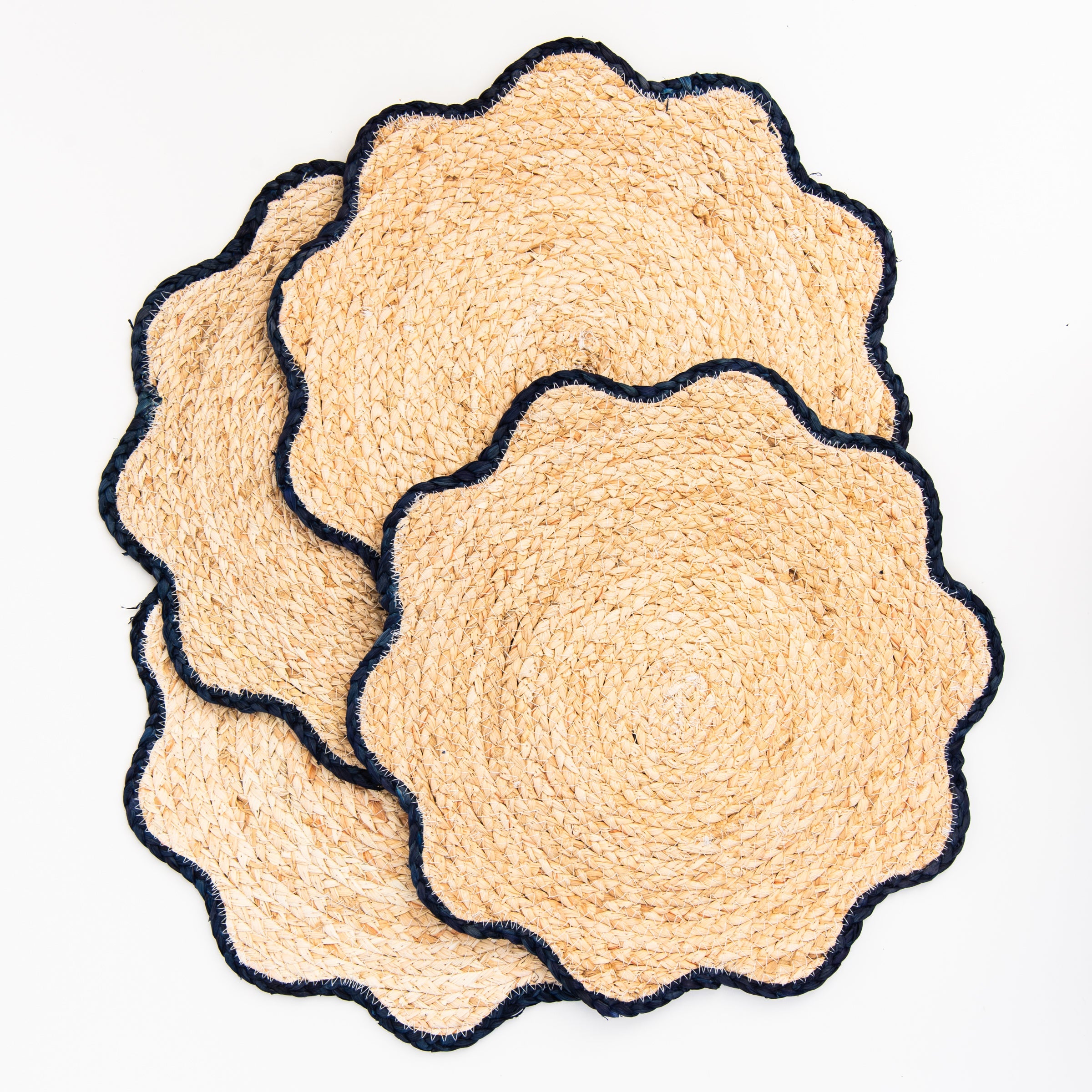 Handwoven Scalloped Edge Placemats, s/4