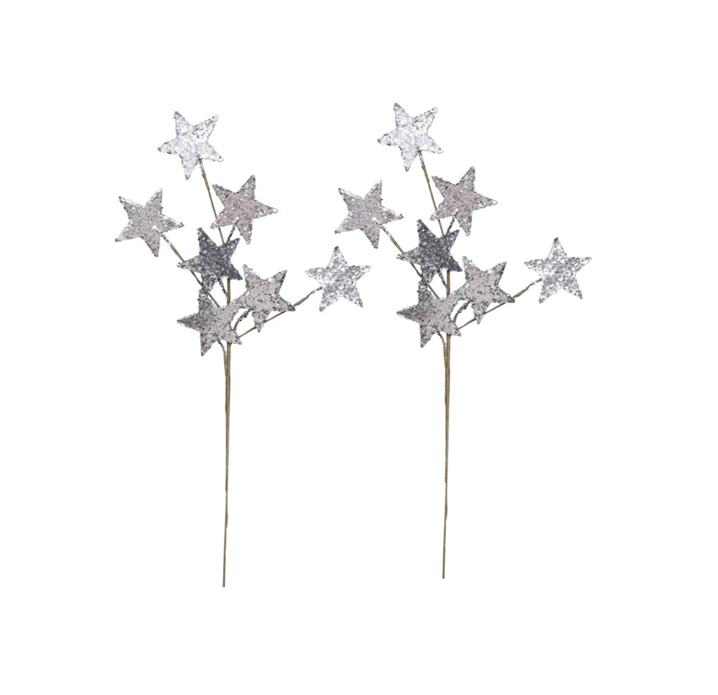 Silver Paper Star Spray (22"), s/2