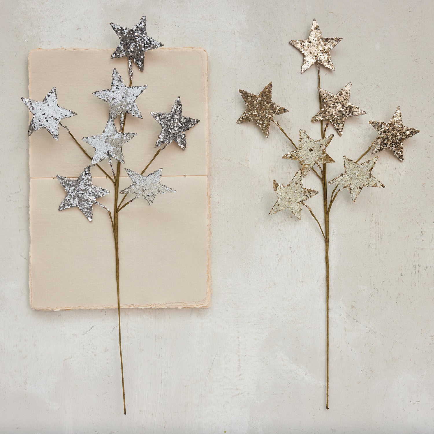 Gold Paper Star Spray (22"), s/2