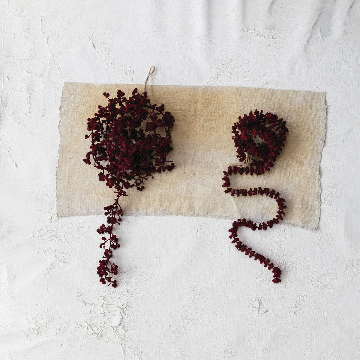 Flocked Foam Ball Garland, Burgundy (72"L)