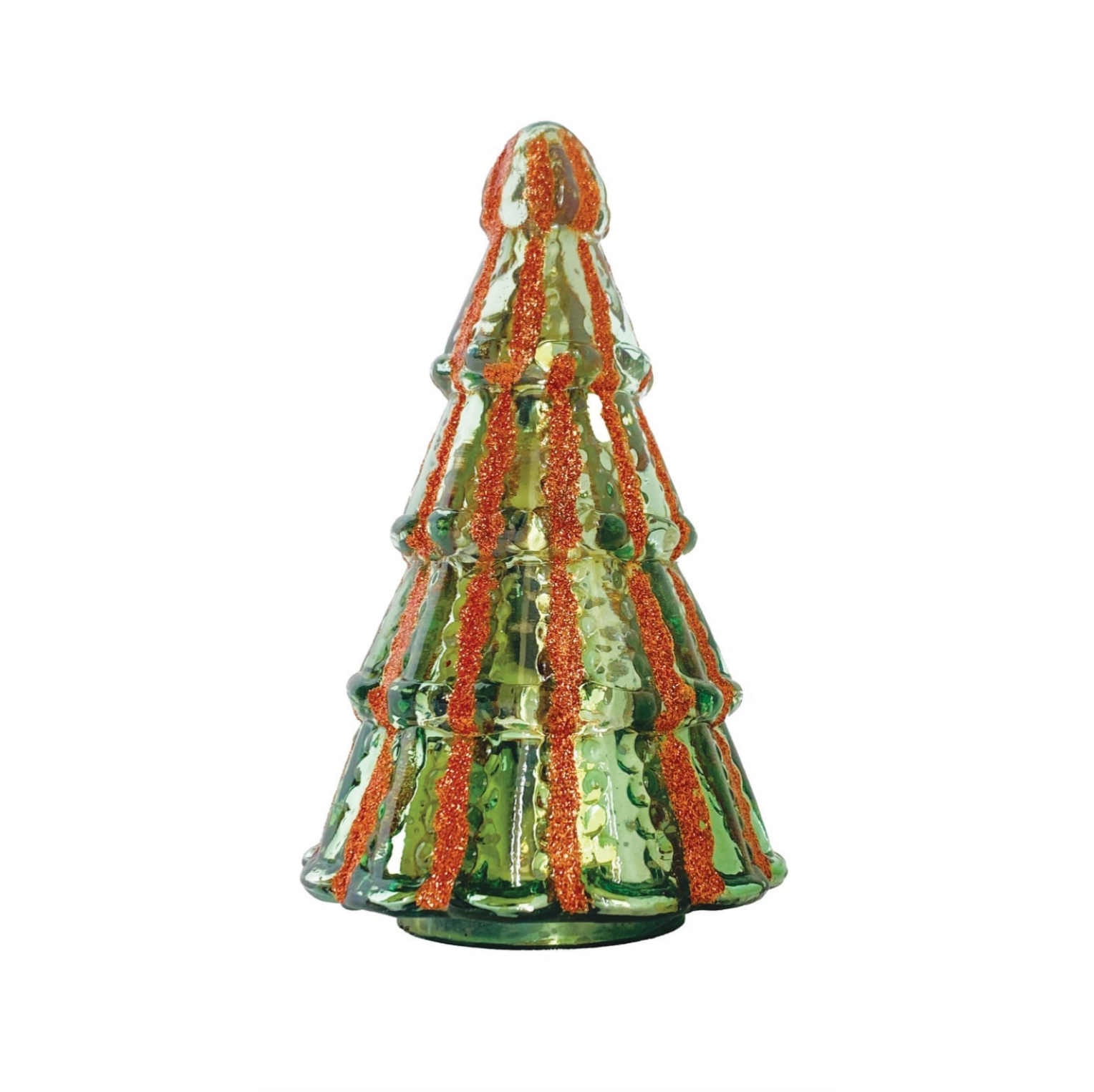 Embossed Mercury Glass Tree with Glitter Stripes