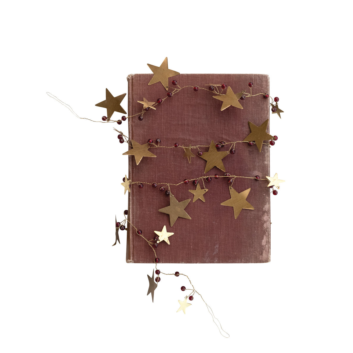 Brass Star & Bead Garland, Red