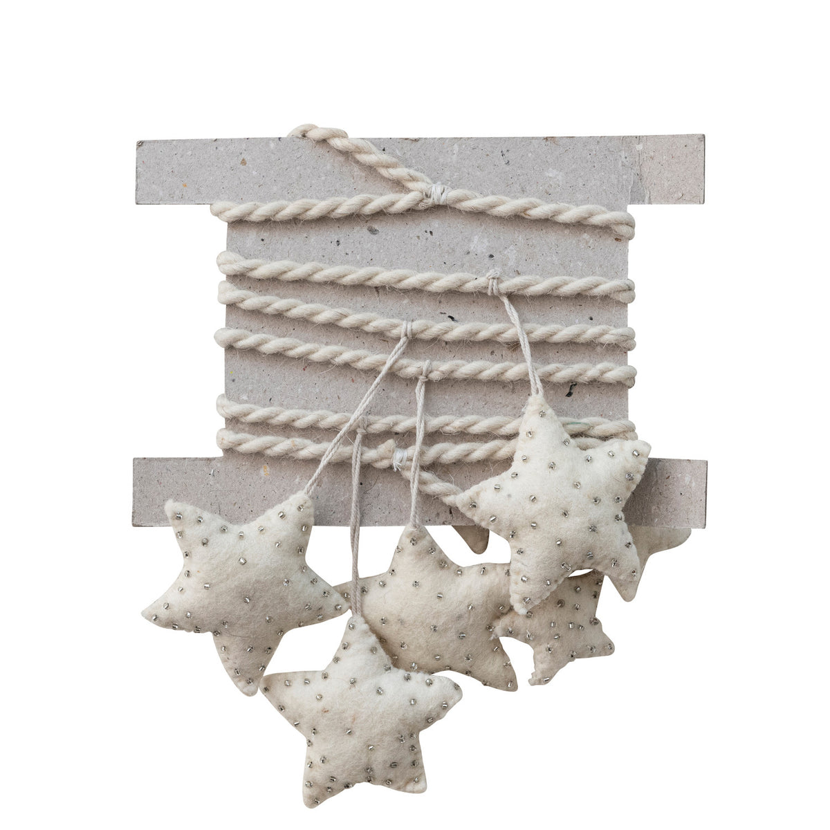 Handmade Wool Felt Star Garland with Beads