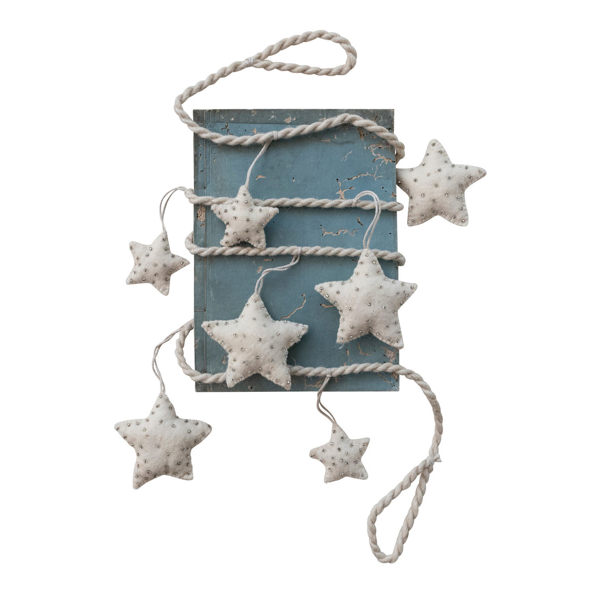 Handmade Wool Felt Star Garland with Beads