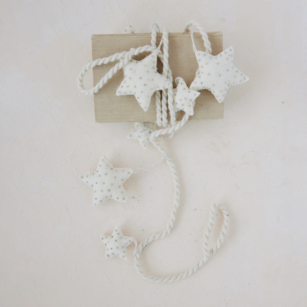 Handmade Wool Felt Star Garland with Beads