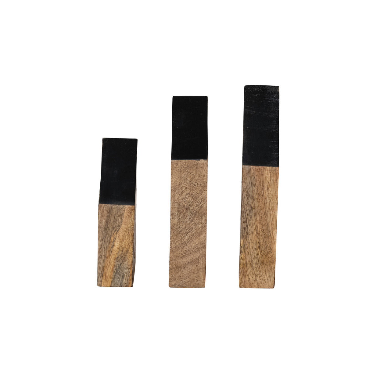 Mango Wood Houses with Black Edges, Natural, s/3