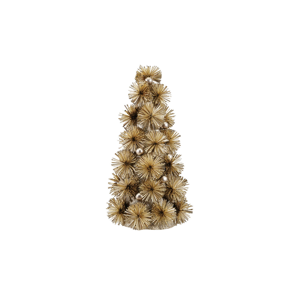 Tinsel Ball Tree with Glitter & Beads, Antique Silver (Medium)