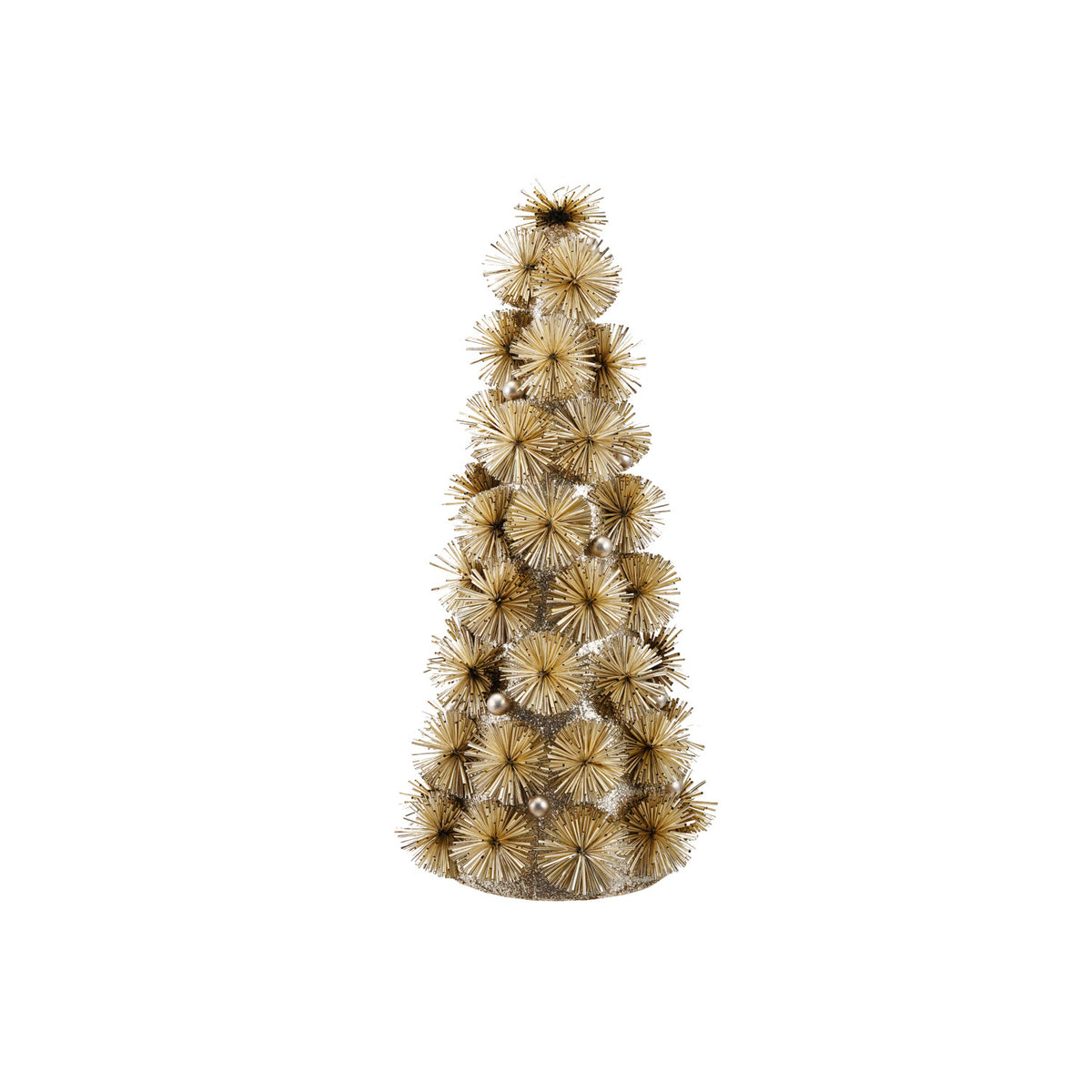 Tinsel Ball Tree with Glitter & Beads, Antique Silver (Large)