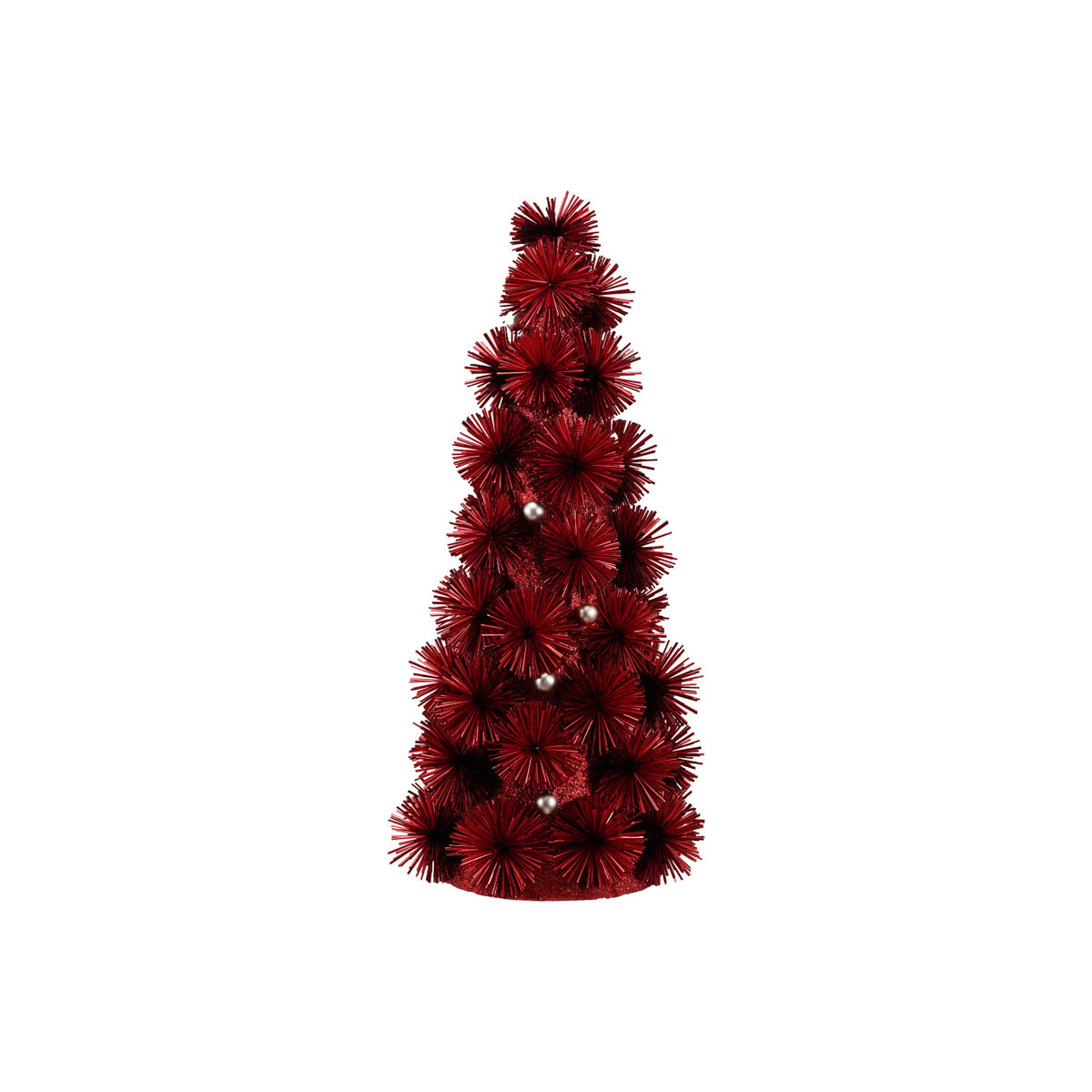 Tinsel Ball Tree with Glitter & Beads, Red (Large)