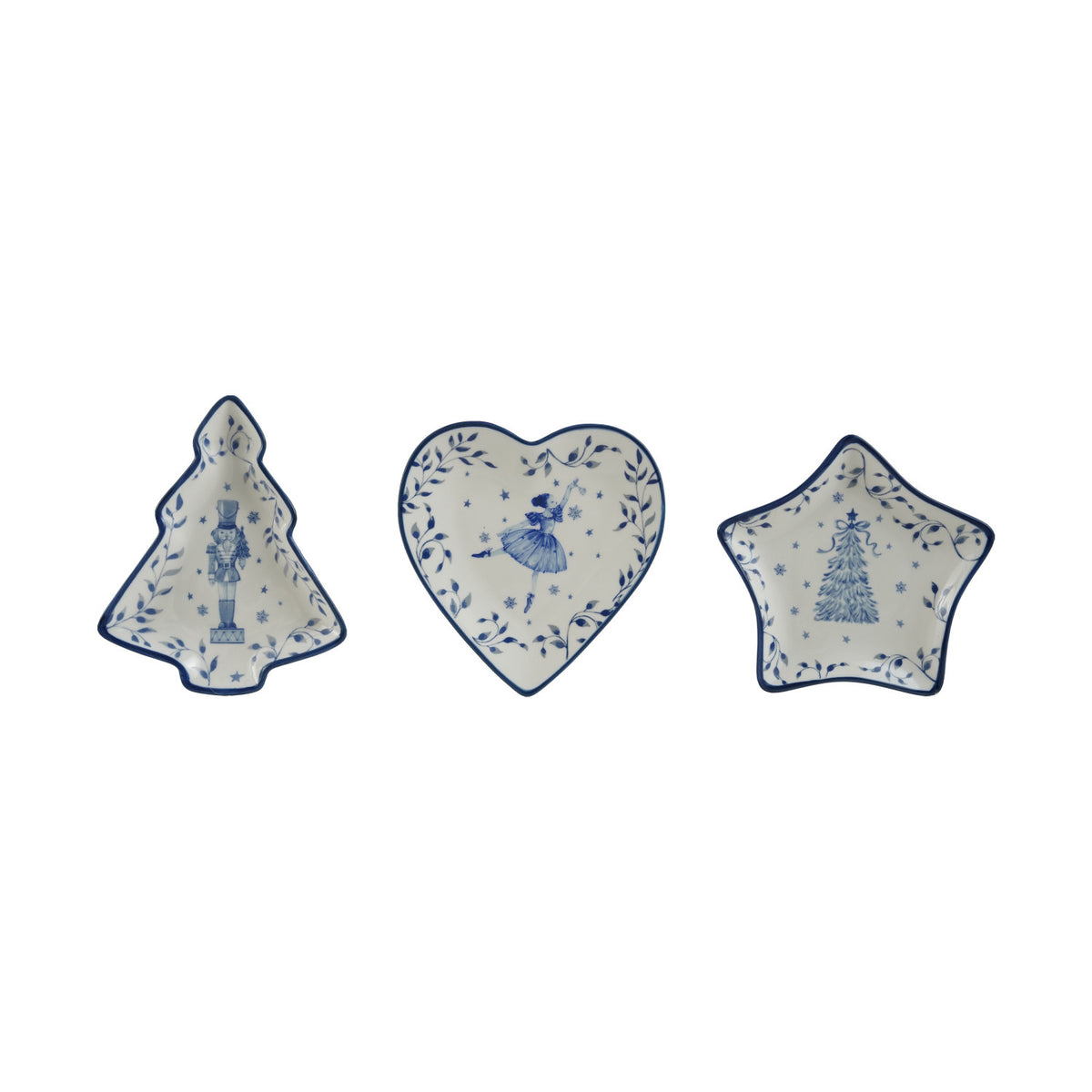 Holiday Dish, White & Blue, s/3