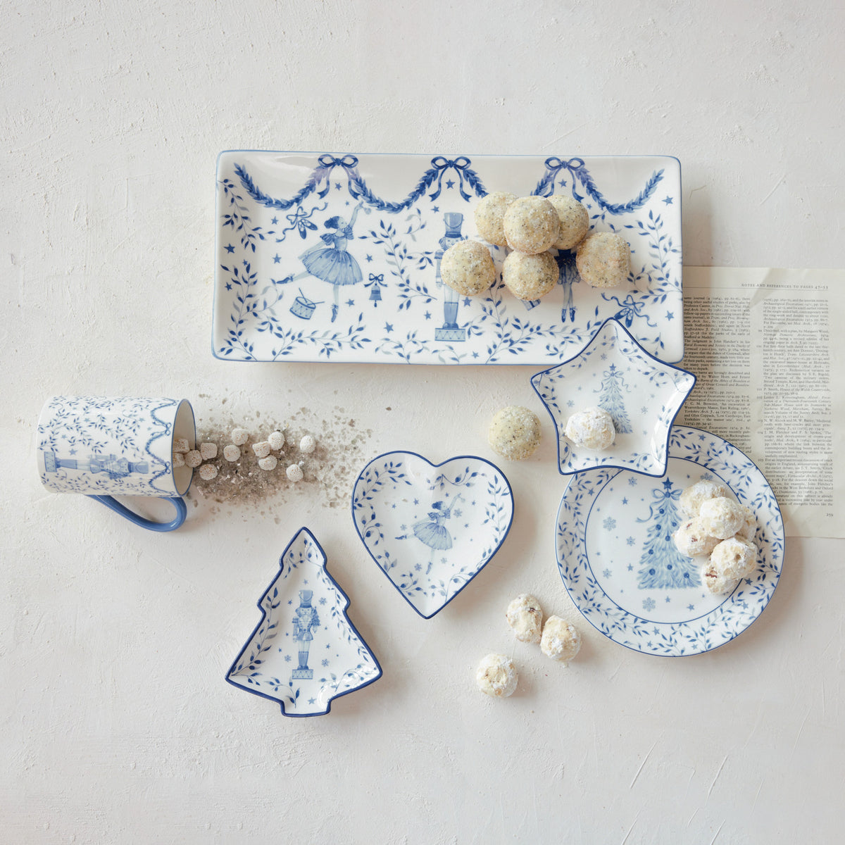 Holiday Dish, White & Blue, s/3
