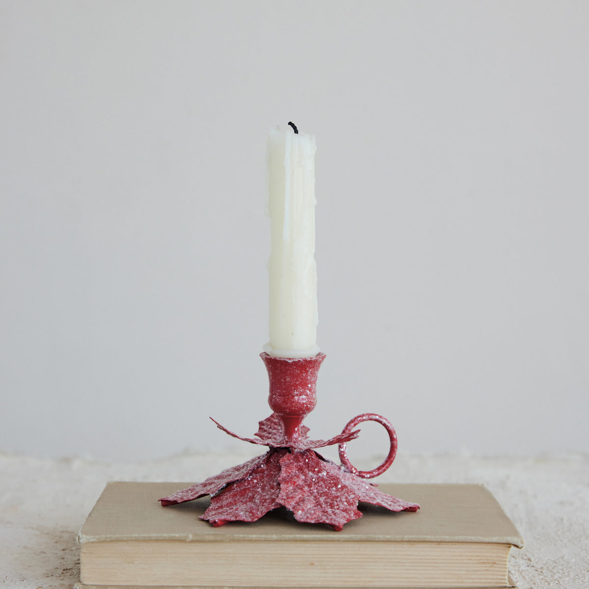 Metal Poinsettia Taper Holder
