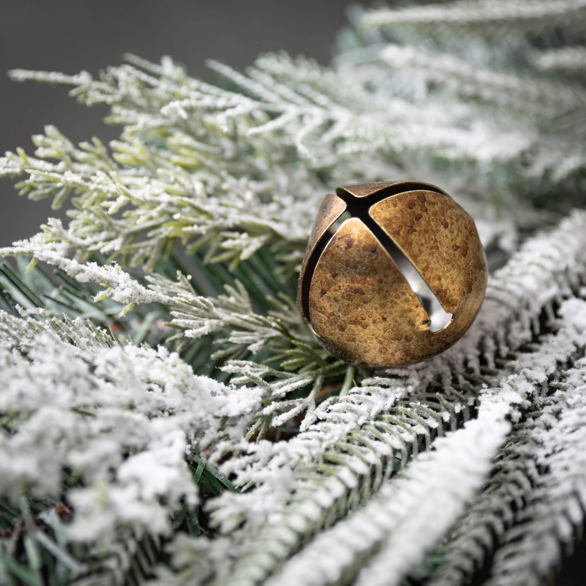 Snowy Pine Garland with Brass Bells – 6ft