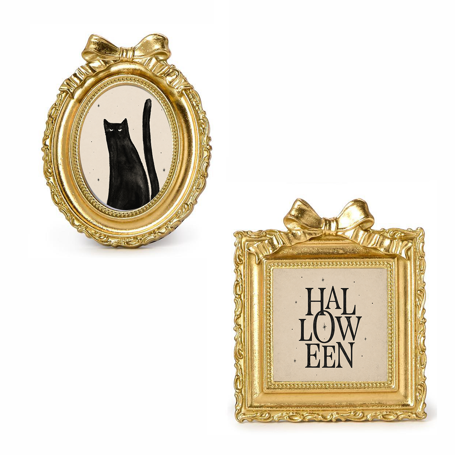 Gold Mini Frame w/ Bow (2 options of Art incl.), s/2
