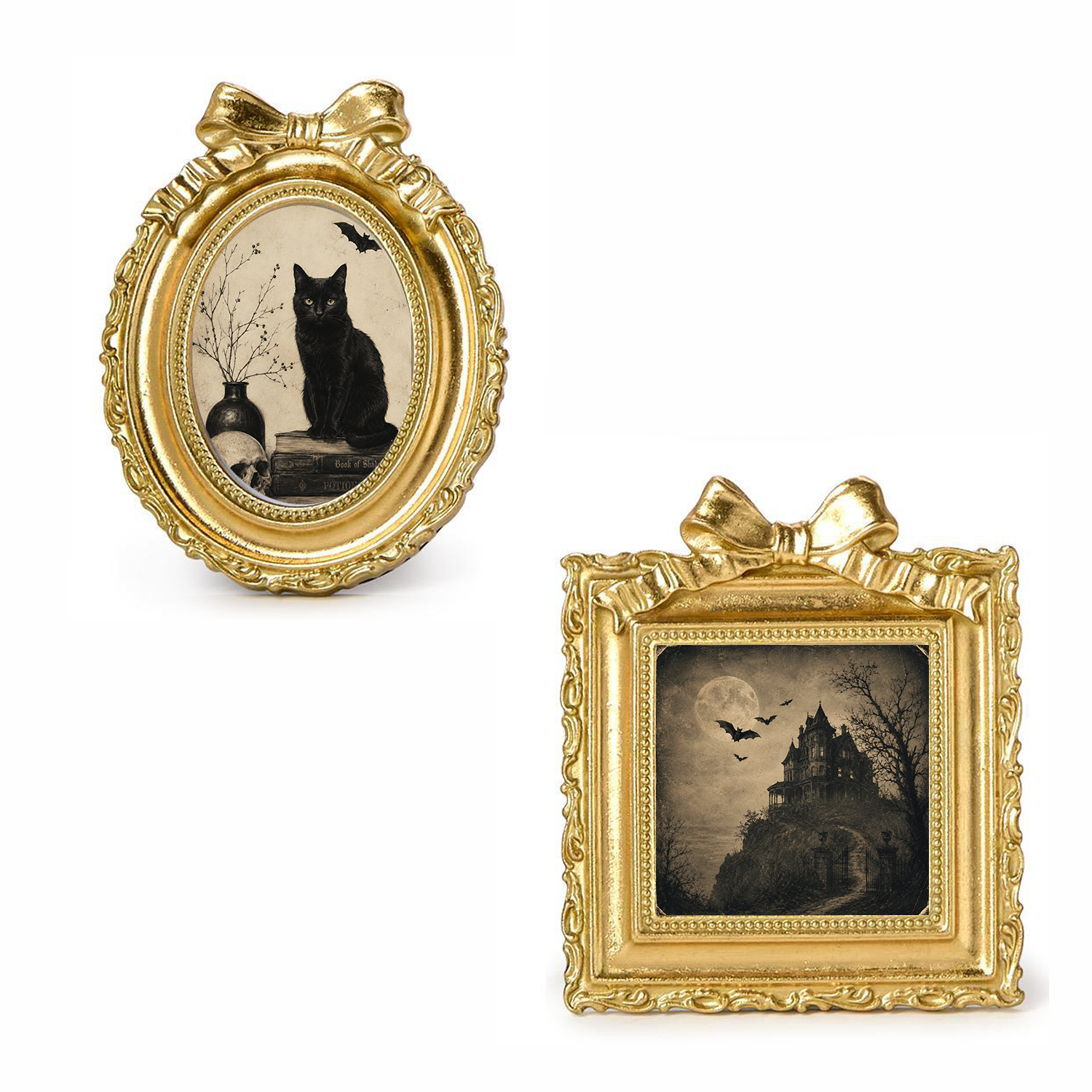 Gold Mini Frame w/ Bow (2 options of Art incl.), s/2
