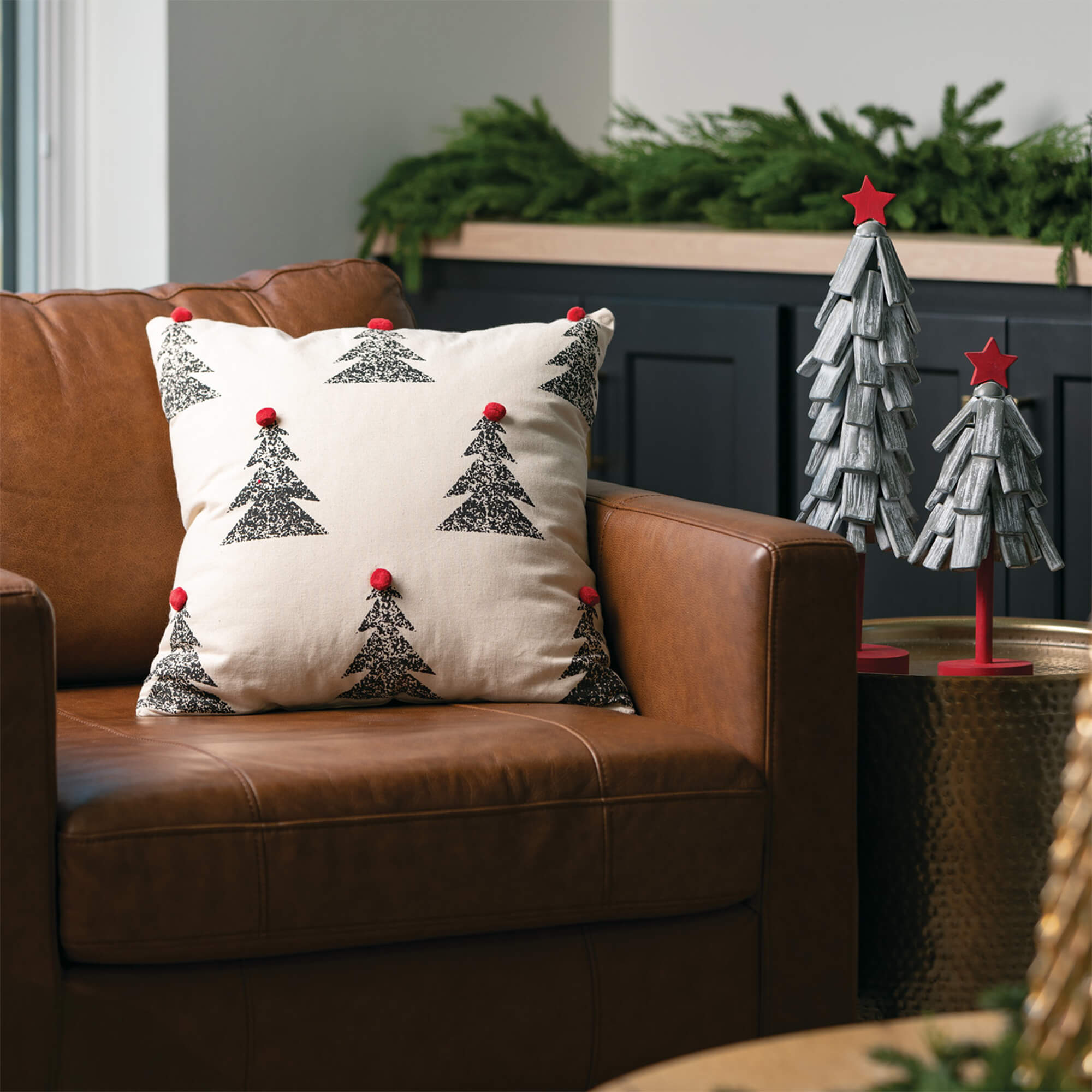 Pine Tree Pom Pom Pillow
