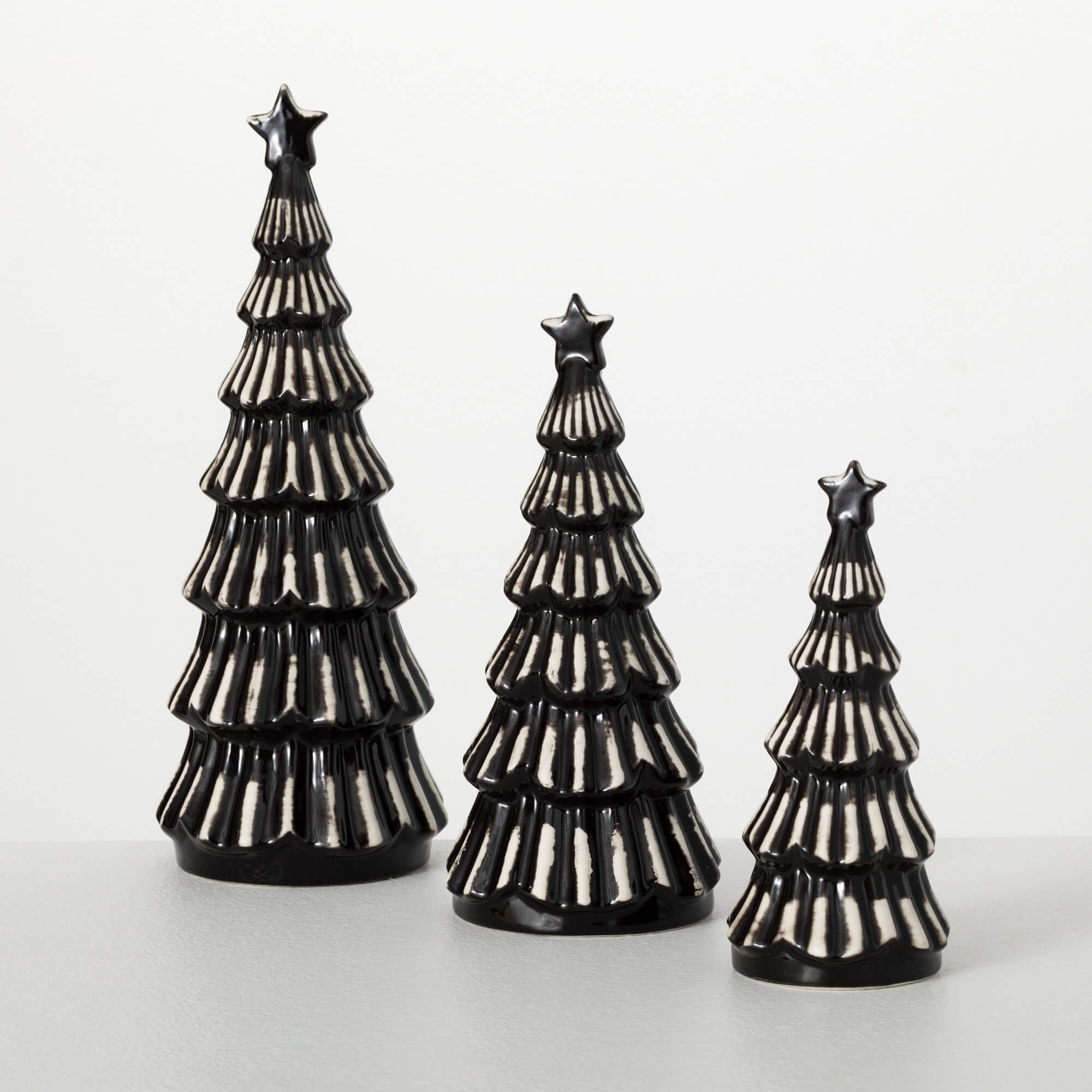 MODERN BLACK STONEWARE TREES