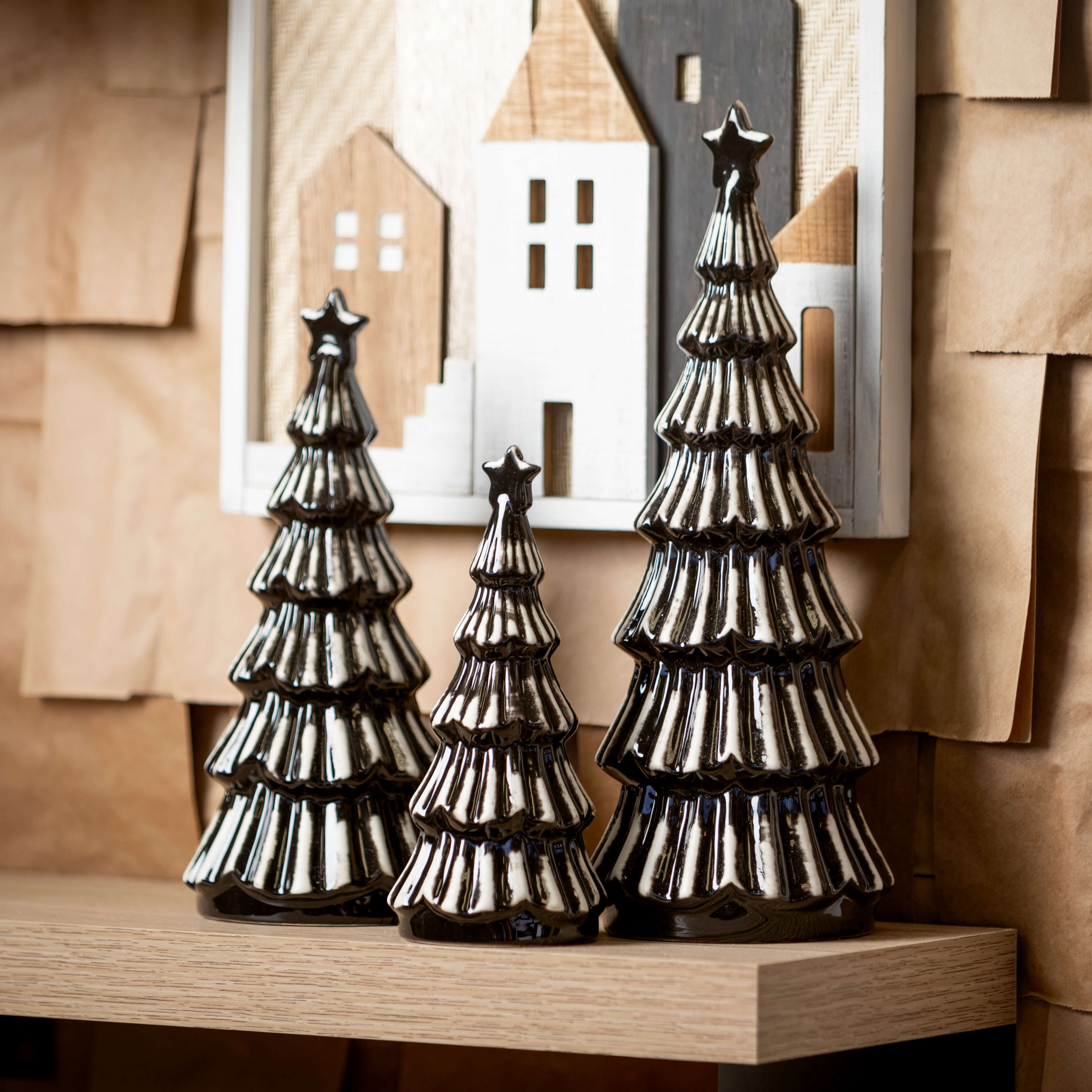 MODERN BLACK STONEWARE TREES