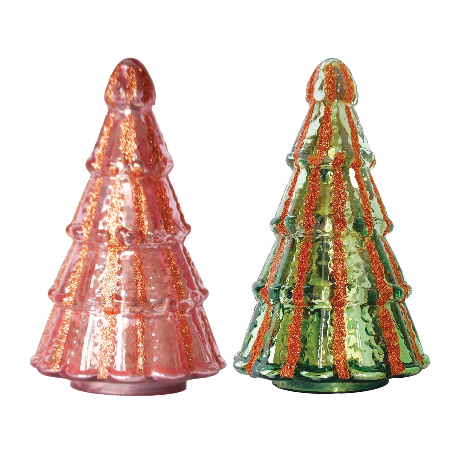 Embossed Mercury Glass Tree with Glitter Stripes